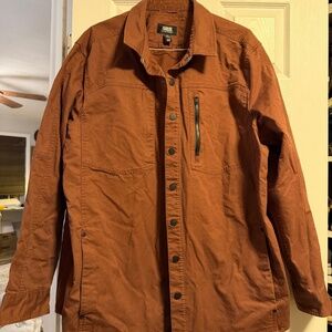 Duluth Trading Co Alaskan Hardgear Button-Up Shirt Jacket 2XL Tall Brown